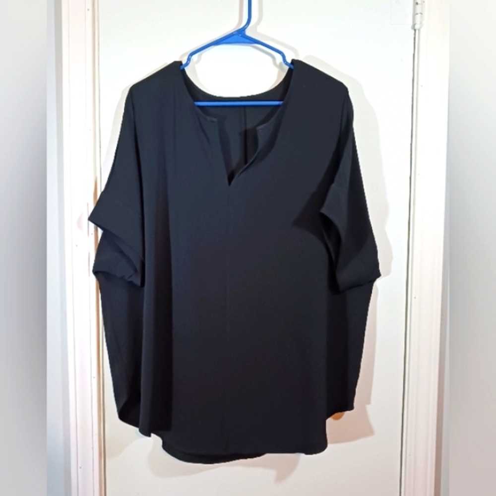 Plain Black Tunic Top Plus Size XXL